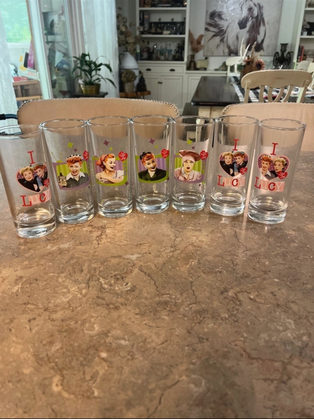 Retro I Love Lucy Collector Drinking Glasses - Set of 7